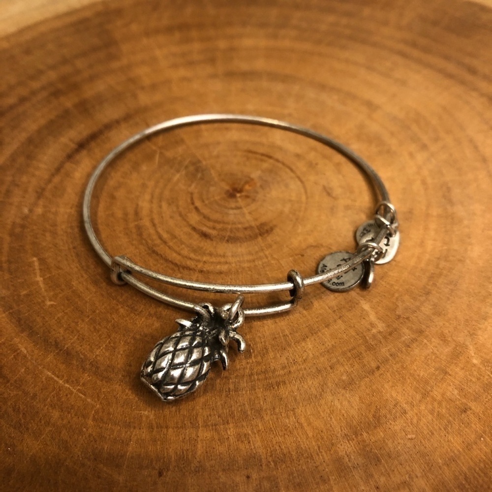 Alex And Ani Silver Bangle With A Pineapple Charm